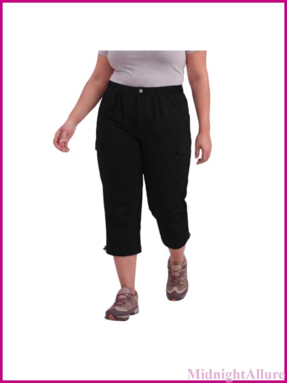 Plus Size Cargo Capris Lightweight Quick Dry Womens Hiking Cropped Pants 5